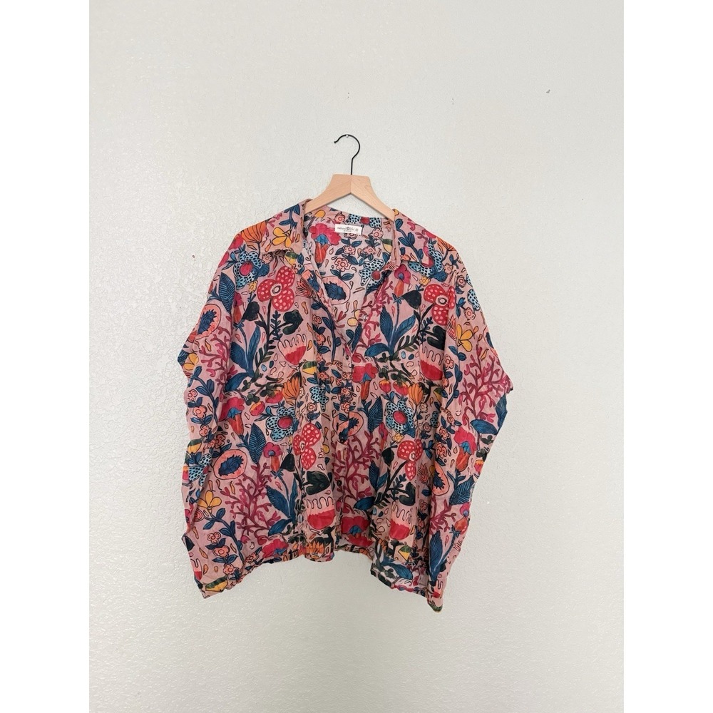 NATURAL LIFE Size OS Colorful Floral Button Down Shirt Bohemian - Picture 2 of 4